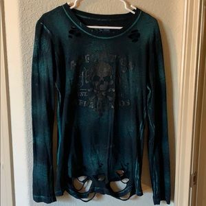 Long sleeve distressed top